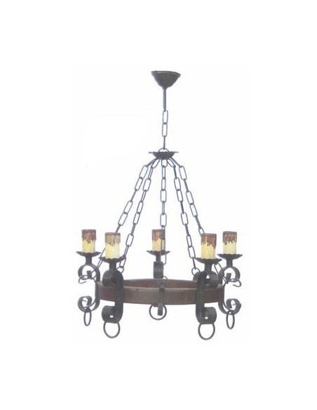 Lámpara con Aro de Madera