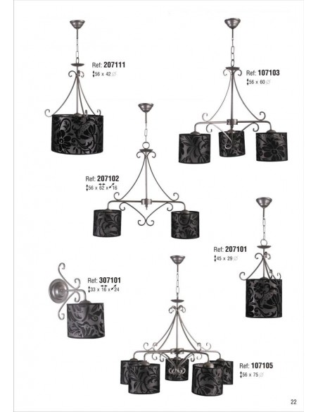 Lámparas Pantallas Estampadas Negras
