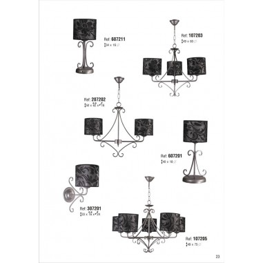 Apliques Forja Plata Pantalla Negra