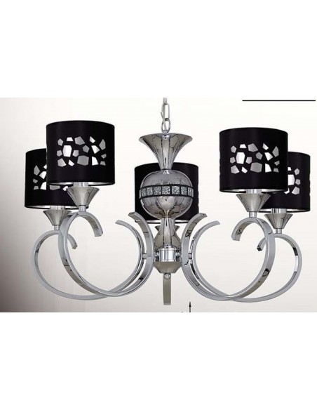 Lámpara con Pantalla Negro y Plata