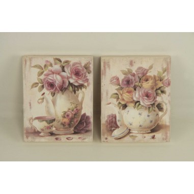 Cuadro de Madera con Jarrón de Flores. Ofertas en Decoración Cuadro de Madera con Jarrón de Flores. Ofertas en Decoración