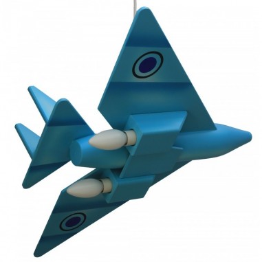 Lámpara Sobremesa 1 Luz Acabado Blanco con Pantalla Celeste y Figura