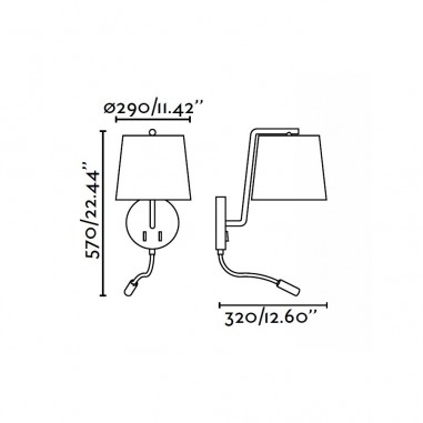 Aplique con 2 Interruptores en la Base