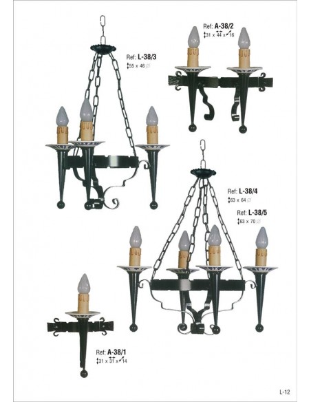 Lámparas de Hierro Apliques de 2 Luces